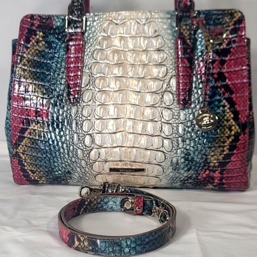 BRAHMIN KOMODO OMBRE SMALL FINLEY SHOULDER BAG/PURSE W/CROSSBODY STRAP/DUSTBAG